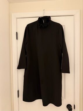 Tuckernuck Black Long-Sleeve Ruffle Mock Neck Dress